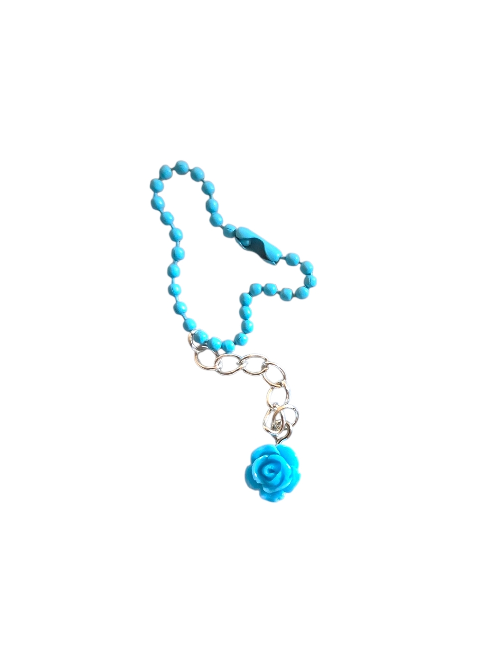 Turquoise Beaded Zipper Charm with Rose Charm